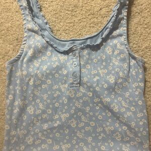 Aeropostale Light Blue Floral Tank Top